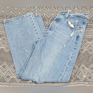 Levis Ribcage Straight Ankle High Waisted Distressed Jeans Size 28
